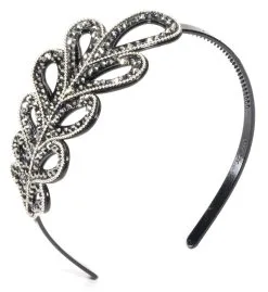 Vintage Hollywood Headband With Leaf Rhinestone Design